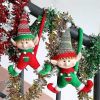2pcs Plush Christmas Elves Long Arm Dolls Xmas Hanging Ornaments Holiday Gifts