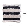 Adiv 18 x 18 Handcrafted Shaggy Cotton Accent Throw Pillows, Handknit Yarn, Set of 2, White, Black