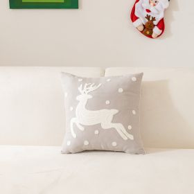 Christmas Towel Embroidery Pillow Cover Holiday Home Decoration (Option: Gray Elk-45x45cm)