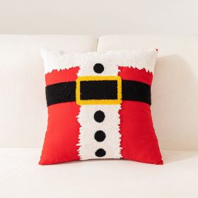Christmas Towel Embroidery Pillow Cover Holiday Home Decoration (Option: Red Santa Claus Belt-45x45cm)