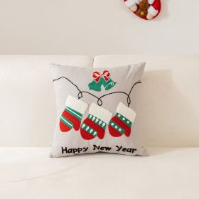 Christmas Towel Embroidery Pillow Cover Holiday Home Decoration (Option: Gray Gloves-45x45cm)