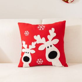 Christmas Towel Embroidery Pillow Cover Holiday Home Decoration (Option: Red Moose-45x45cm)