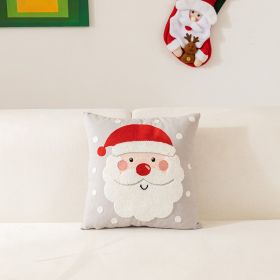 Christmas Towel Embroidery Pillow Cover Holiday Home Decoration (Option: Gray Santa Claus-45x45cm)