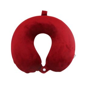Memory Pillow U-shaped Pillow Core Travel Solid Color (Option: Wine Red-About 30x28cm)