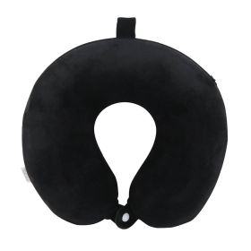 Memory Pillow U-shaped Pillow Core Travel Solid Color (Option: Black-About 30x28cm)