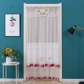 Double Yarn Lace Gauze Door Curtain Over The Door Anti-mosquito Living Room Bedroom Bathroom Universal Partition Home Decoration (Color: Pink)