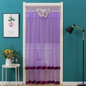 Double Yarn Lace Gauze Door Curtain Over The Door Anti-mosquito Living Room Bedroom Bathroom Universal Partition Home Decoration (Color: Purple)