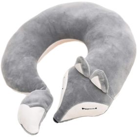 Travel Pillows Cartoon Planes Fox Animal U-Shaped Neck Pillow (Color: Gray)