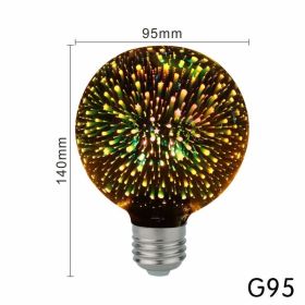 3D Led Bulb Star Fireworks E27 Vintage Edison Night Light 110V 220V A60 ST64 G80 G95 G125 Holiday Novelty Decoration Lighting (Emitting Color: G95)