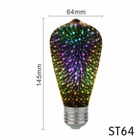 3D Led Bulb Star Fireworks E27 Vintage Edison Night Light 110V 220V A60 ST64 G80 G95 G125 Holiday Novelty Decoration Lighting (Emitting Color: ST64)