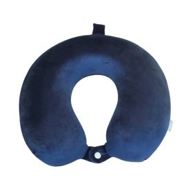Memory Pillow U-shaped Pillow Core Travel Solid Color (Option: Navy Blue-About 30x28cm)