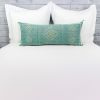 Moroccan Handwoven Cactus Silk Lumbar Pillow 14 x 36 Embroidered cushion