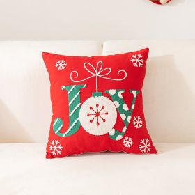 Christmas Towel Embroidery Pillow Cover Holiday Home Decoration (Option: Red Joy-45x45cm)