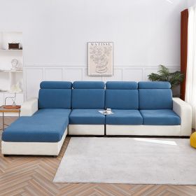 Solid Color Three-dimensional Jacquard Sofa Combination Seat Cover (Option: Lake Blue-Widened Style)